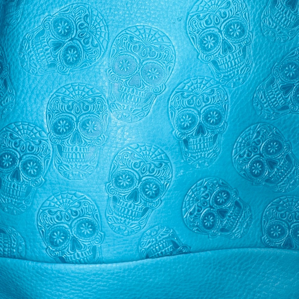 Custom made only one ever made butter soft Blue skull Embossed Tote - Picture 15 of 17